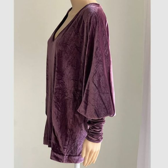 La Rok Purple Velvet Rocker Chic Drapey Oversized Y2K Tunic Top XS NWOT Rare - Picture 5 of 10